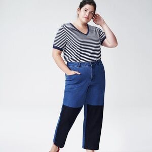 NEW Universal Standard Ravi Colorblock Jeans Blue Denim Jeans – Size 00